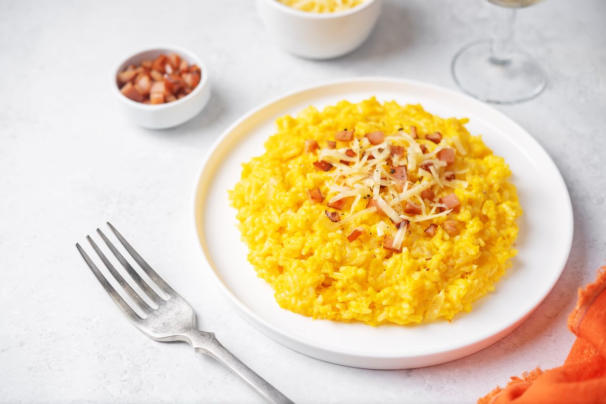 Speck and saffron risotto