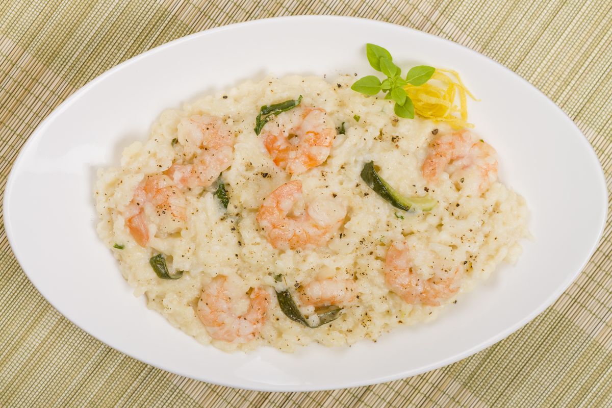 Courgette and shrimp risotto