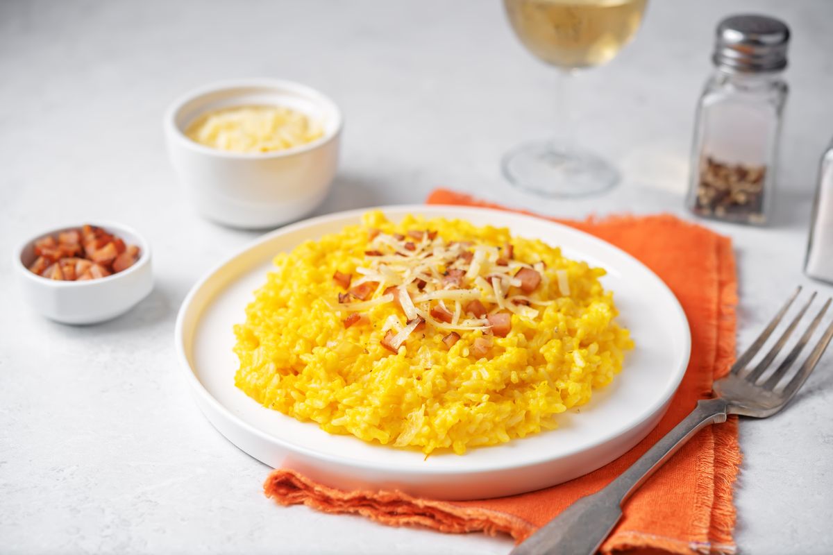 Speck and saffron risotto