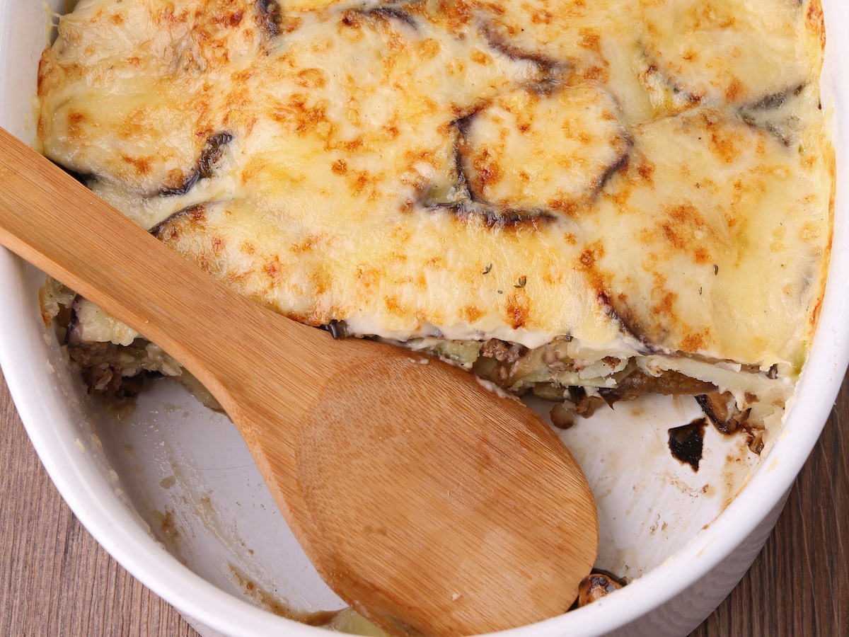 White aubergine parmigiana