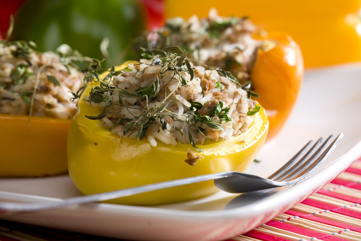 peppers stuffed with rice and tuna