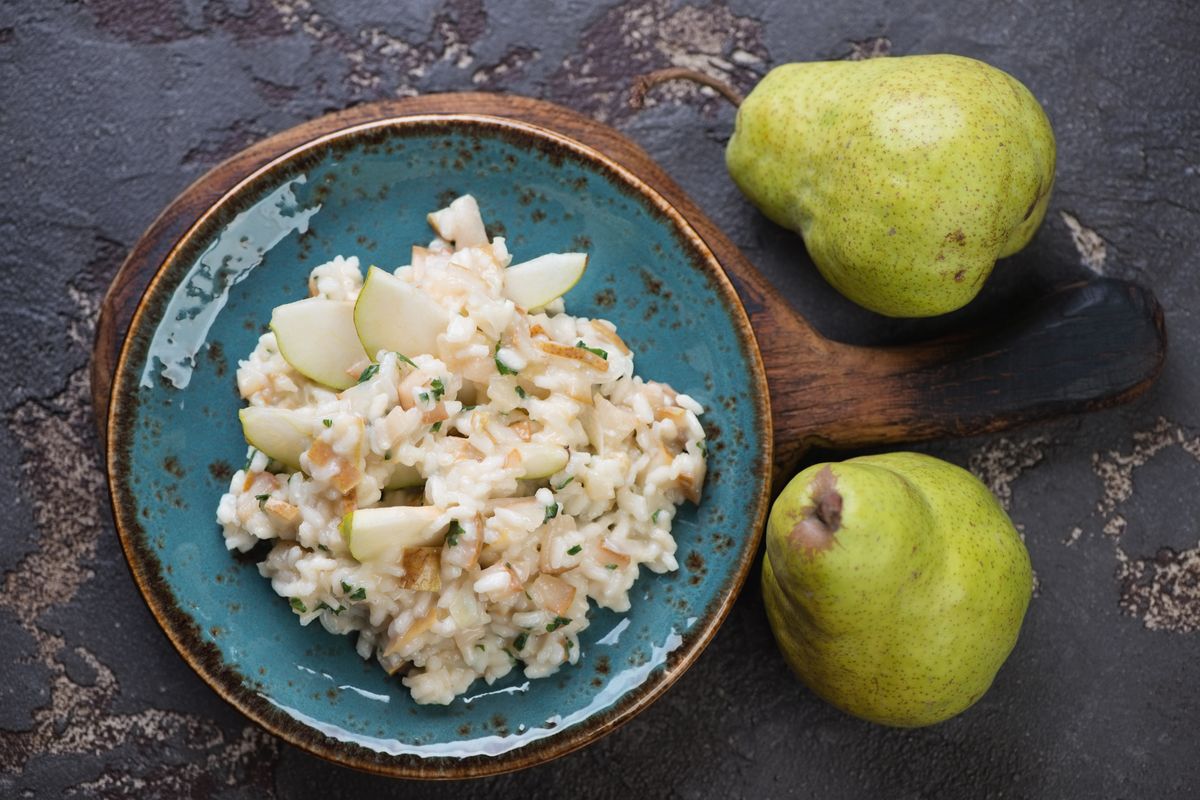 pear and taleggio risotto