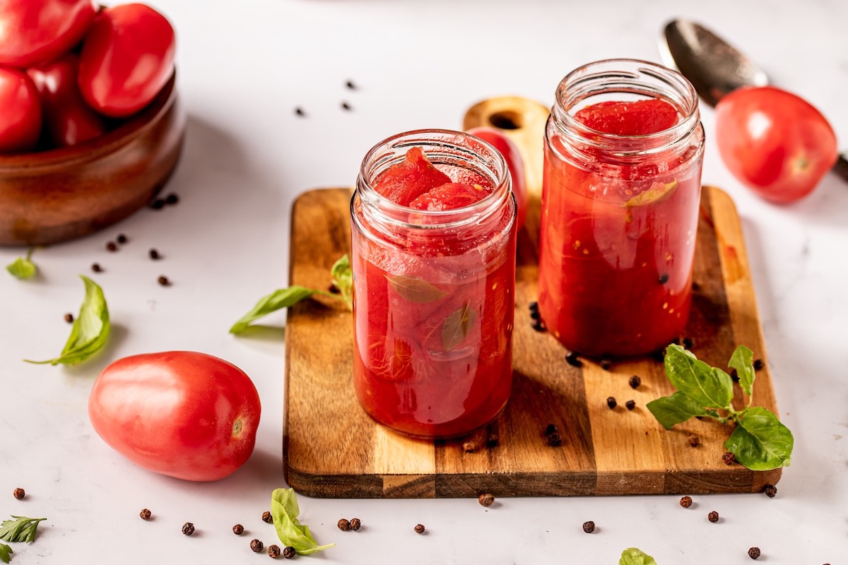 Homemade peeled tomatoes