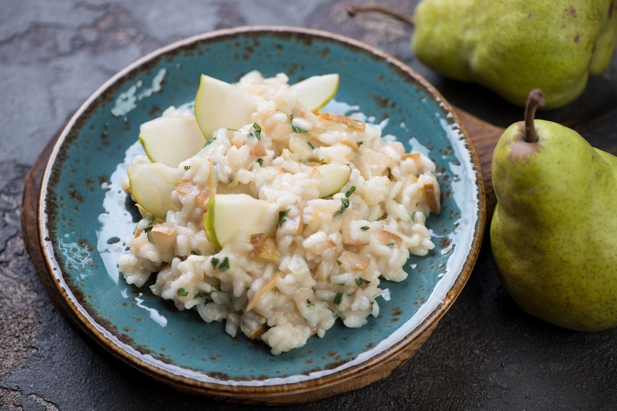 pear and taleggio risotto