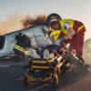 Vittima incidente stradale soccorso paramedici vigili del fuoco