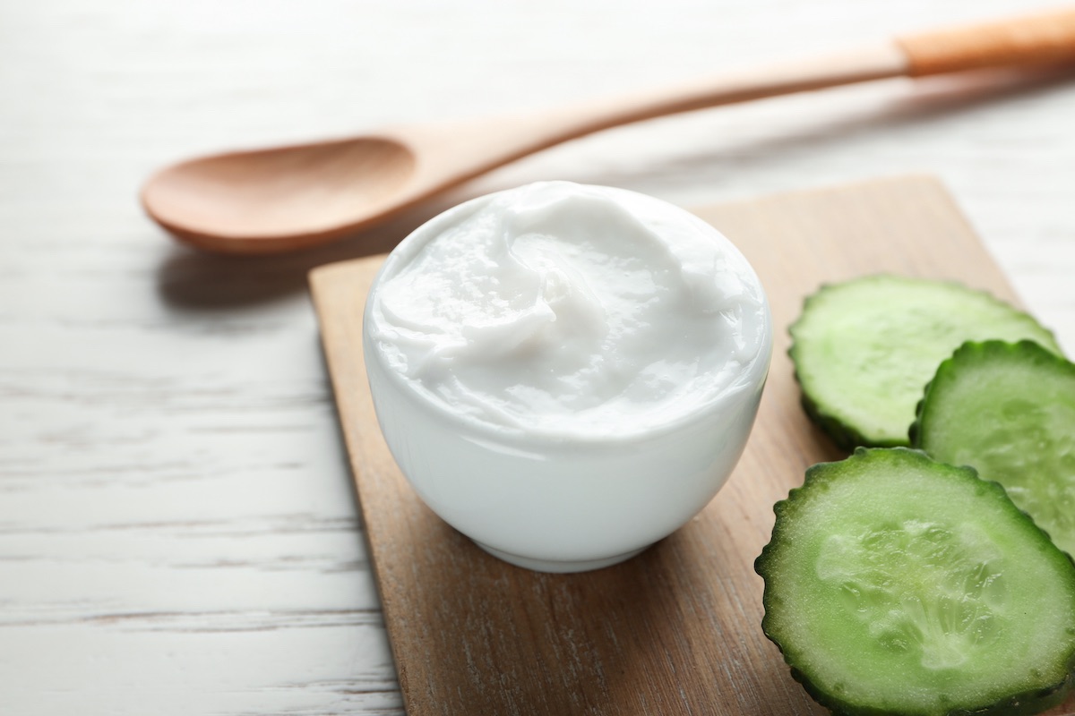 Yogurt and cucumber, raita sauce ingredients