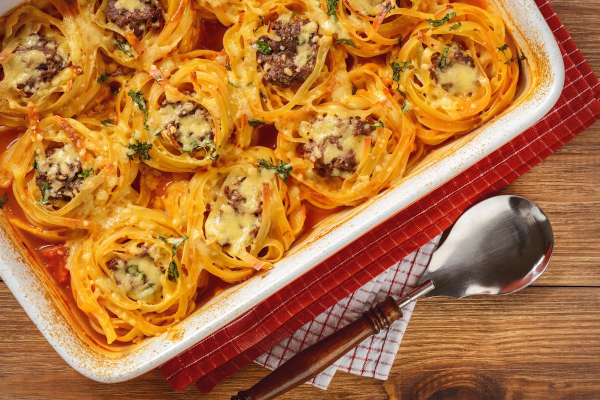 Nidi di tagliatelle al forno