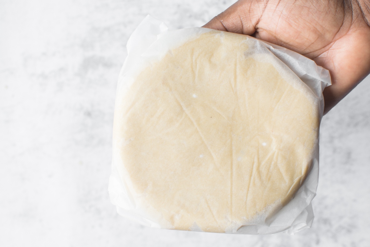 Soup dough in the bag wrapped in baking paper before cooking