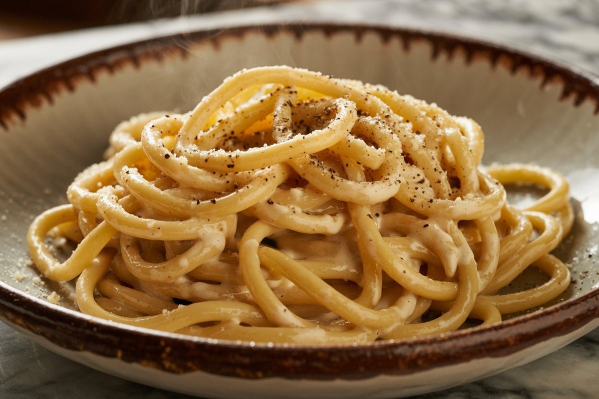 Piatto di pasta cacio e pepe